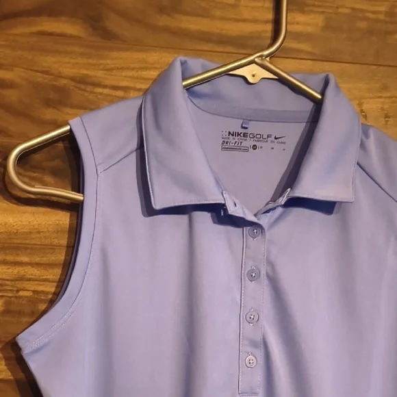 Nike Golf Women's Dri-FIT Sleeveless Polo Shirt - Silky Periwinkle Blue - Size M - Picture 6 of 9